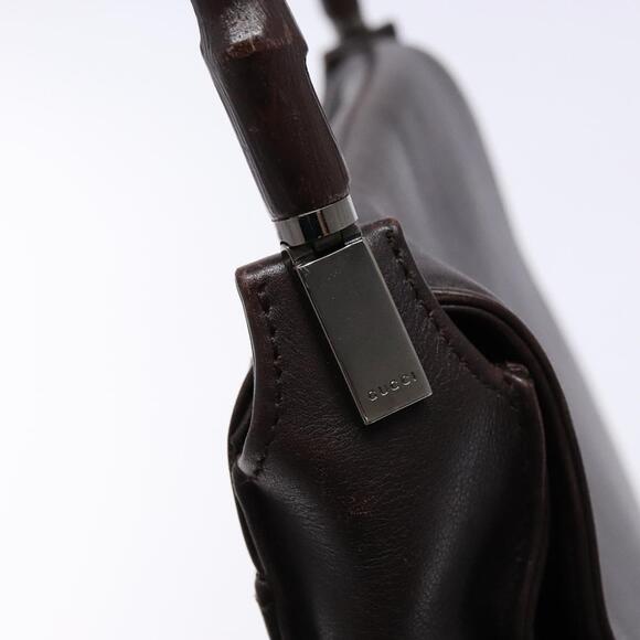 GUCCI Bamboo Shoulder Bag Leather Dark Brown 001 001 - Picture 14 of 16